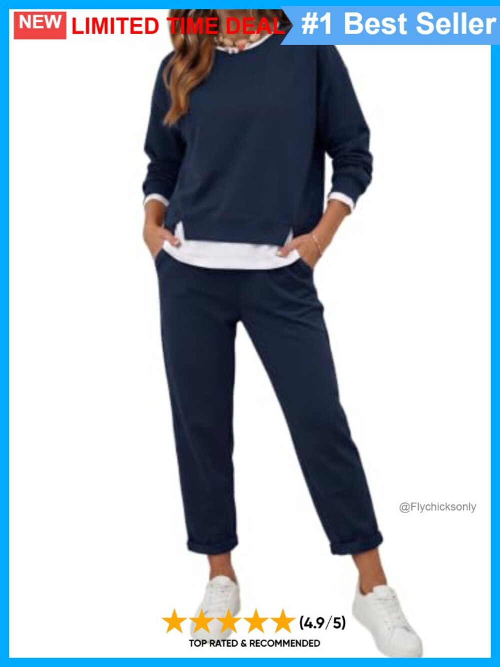 Women's Oversized 2-Piece Sweatshirt & Sweatpants Set Lounge Tracksuit